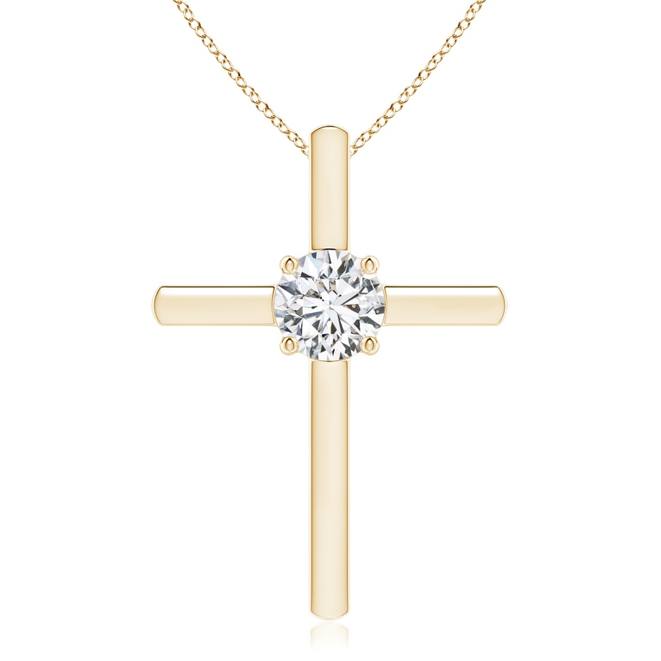 6.4mm HSI2 Diamond Solitaire Cross Pendant in Yellow Gold 