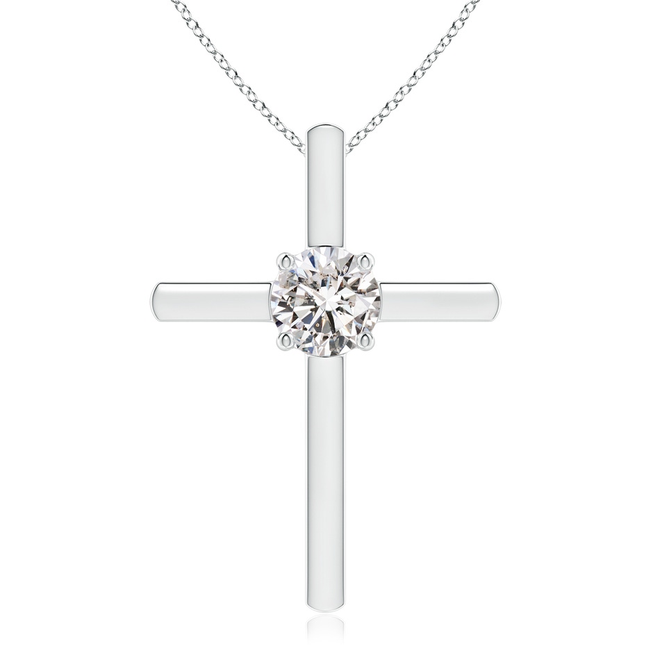 6.4mm IJI1I2 Diamond Solitaire Cross Pendant in White Gold 