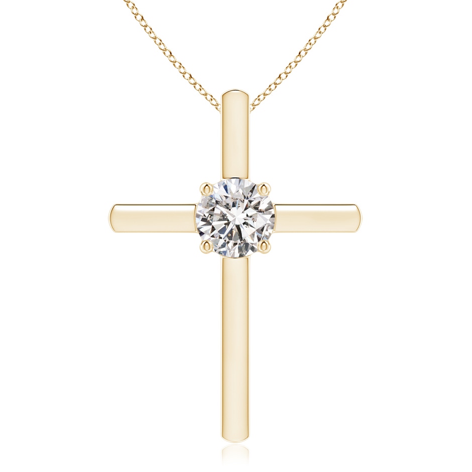 6.4mm IJI1I2 Diamond Solitaire Cross Pendant in Yellow Gold 