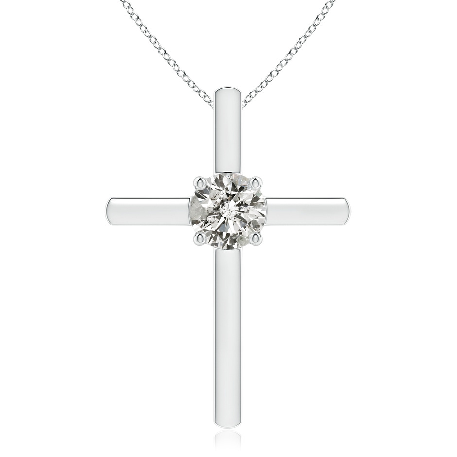 6.4mm KI3 Diamond Solitaire Cross Pendant in 18K White Gold 
