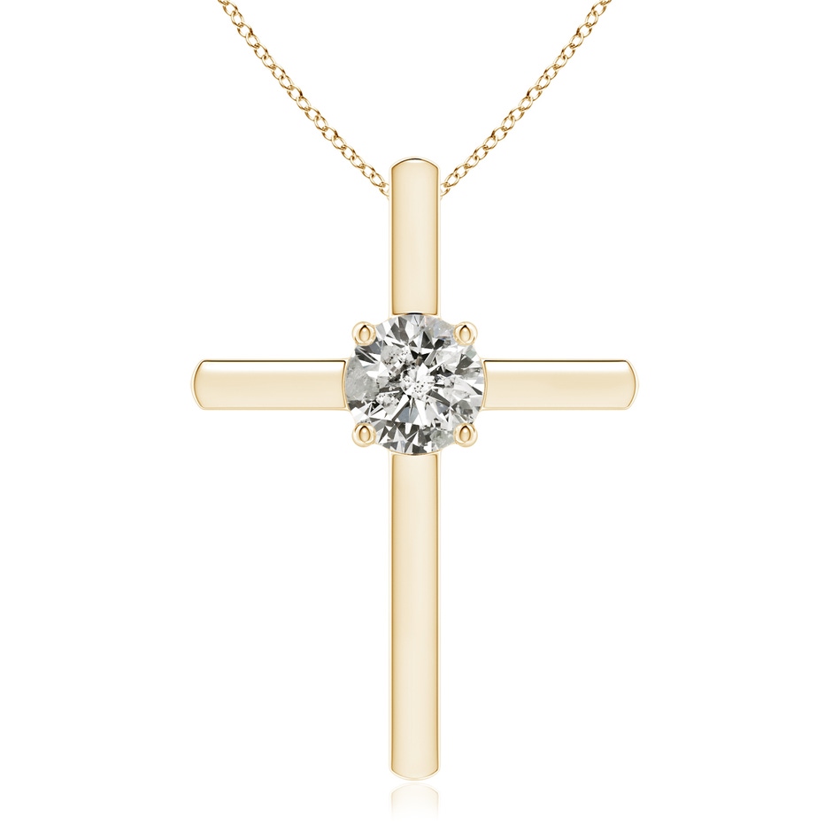 6.4mm KI3 Diamond Solitaire Cross Pendant in Yellow Gold 