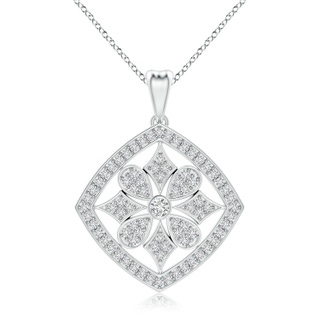 2.1mm HSI2 Bezel and Pave-Set Diamond Cushion Floral Pendant in White Gold