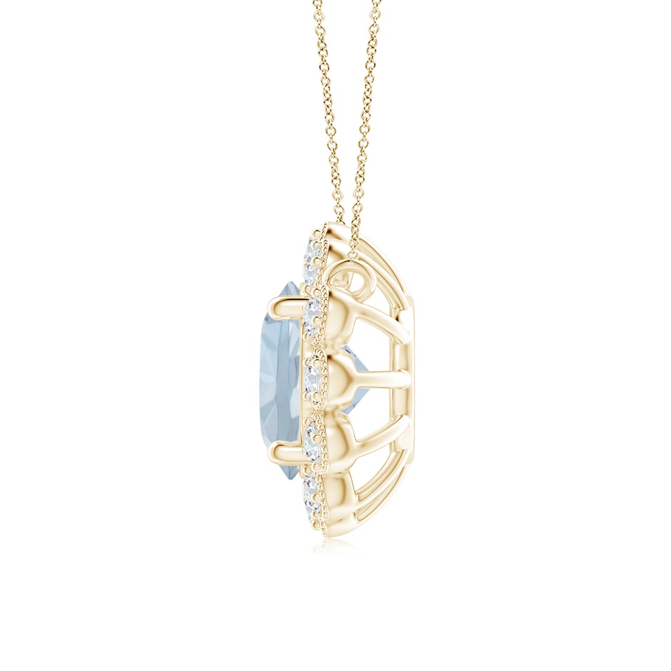 6mm A Aquamarine Pendant with Bezel-Set Diamond Halo in Yellow Gold side 1