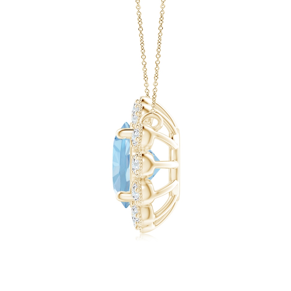6mm AAA Aquamarine Pendant with Bezel-Set Diamond Halo in Yellow Gold side 1