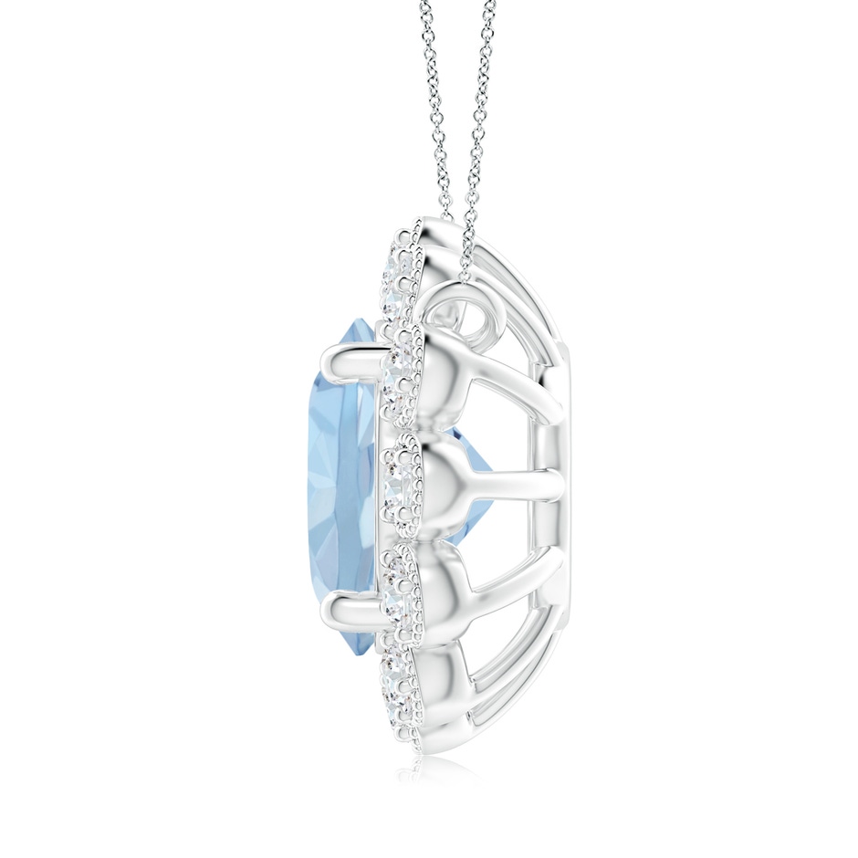 8mm AA Aquamarine Pendant with Bezel-Set Diamond Halo in White Gold side 1