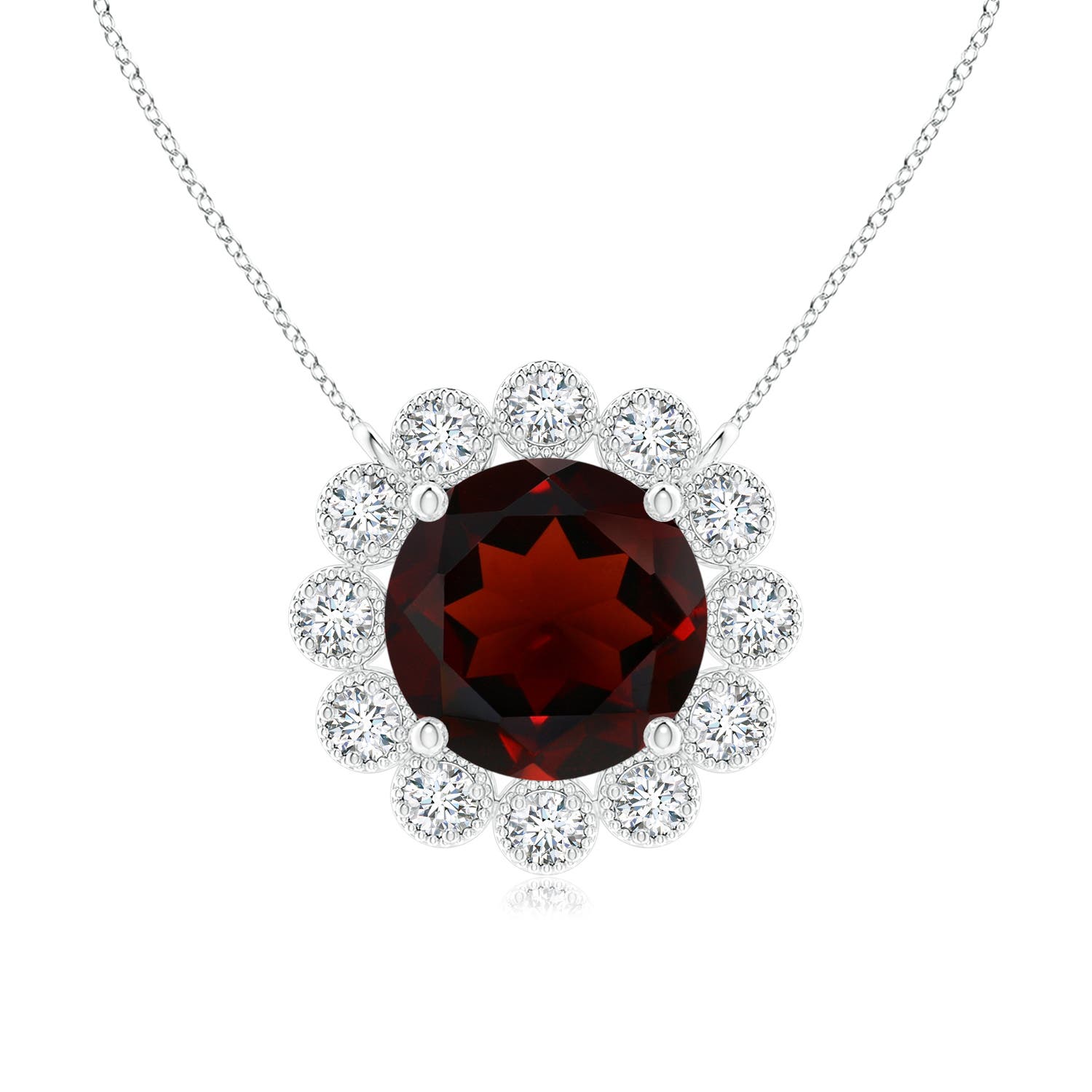 AA - Garnet / 1.1 CT / 14 KT White Gold