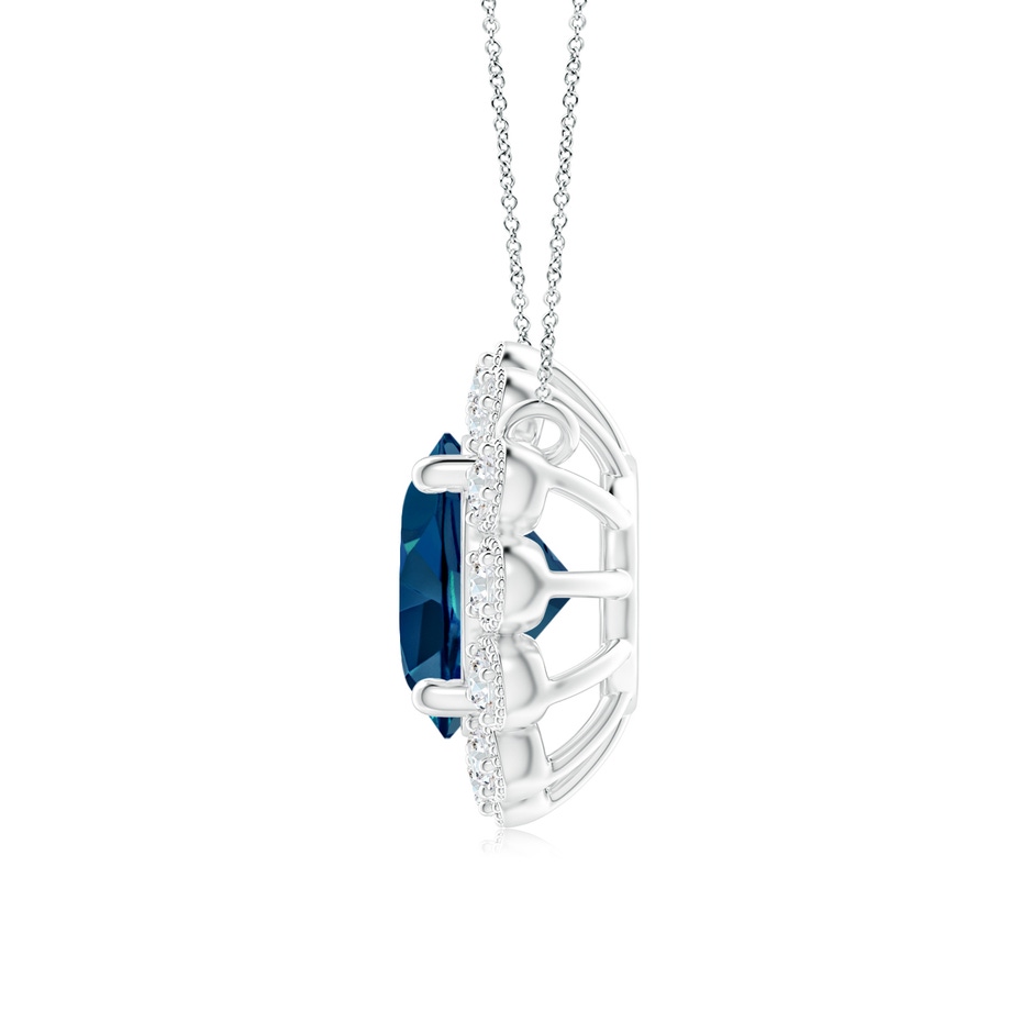 6mm AAAA London Blue Topaz Pendant with Bezel-Set Diamond Halo in White Gold side 1