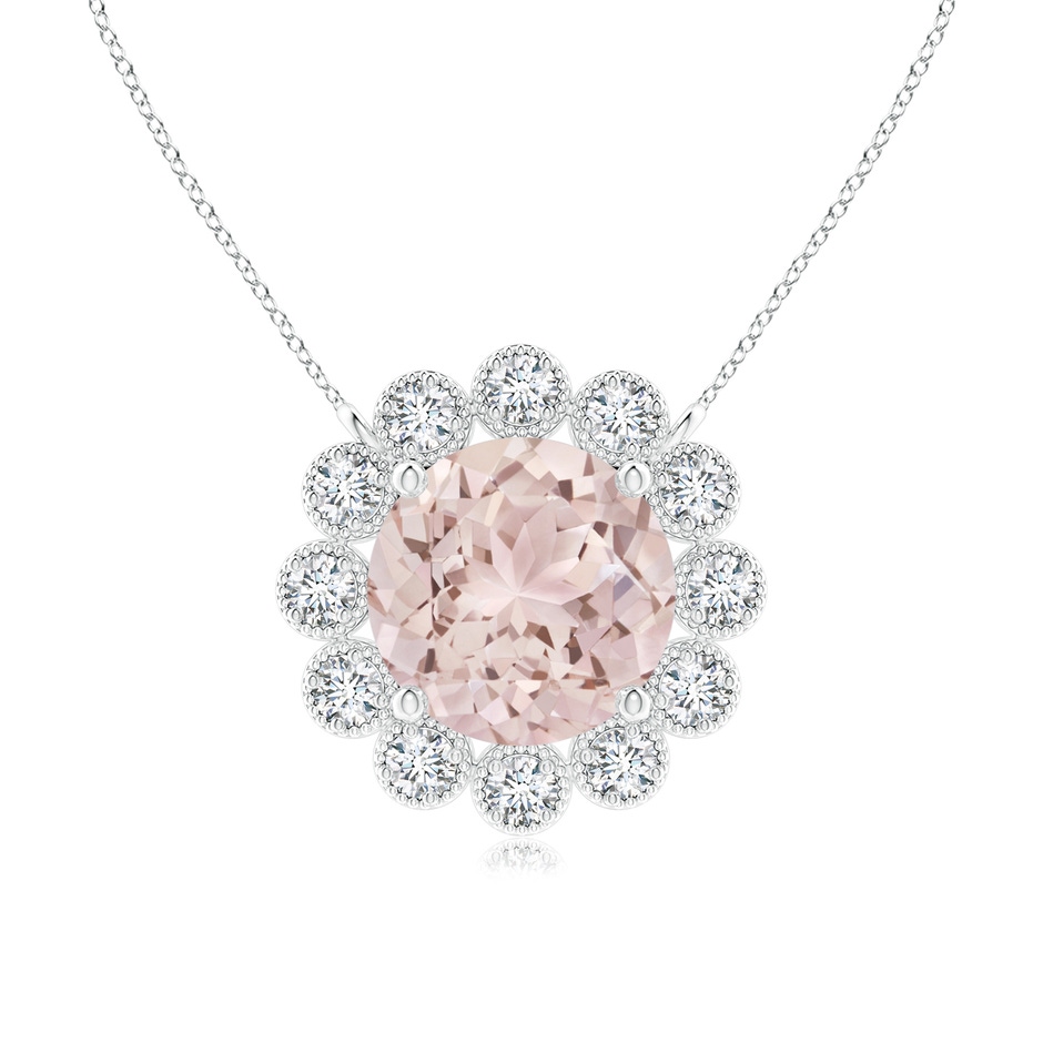 6mm A Morganite Pendant with Bezel-Set Diamond Halo in P950 Platinum 