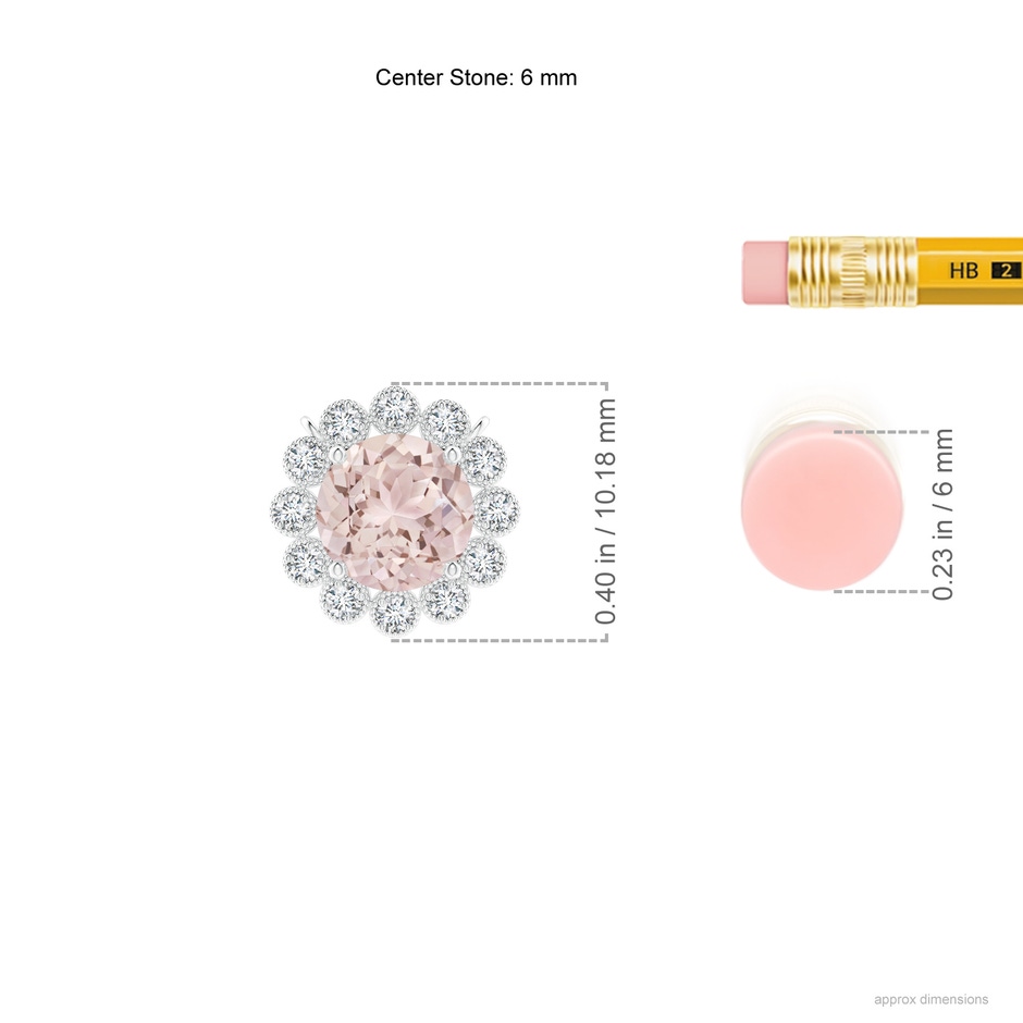 6mm A Morganite Pendant with Bezel-Set Diamond Halo in P950 Platinum ruler