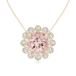 Halo Yellow Gold Morganite Necklaces & Pendants
