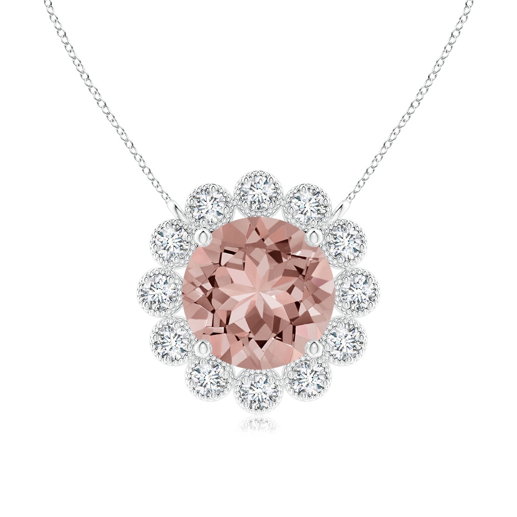 6mm AAAA Morganite Pendant with Bezel-Set Diamond Halo in P950 Platinum