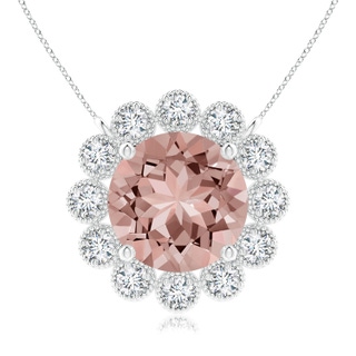 8mm AAAA Morganite Pendant with Bezel-Set Diamond Halo in P950 Platinum