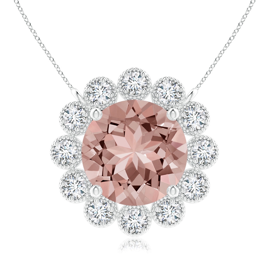 8mm AAAA Morganite Pendant with Bezel-Set Diamond Halo in P950 Platinum 