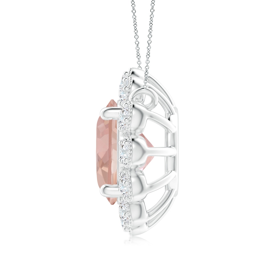 8mm AAAA Morganite Pendant with Bezel-Set Diamond Halo in P950 Platinum side 1