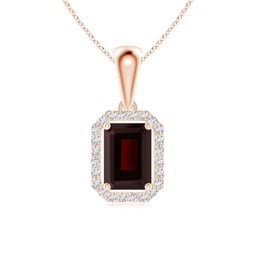 Emerald Cut Garnet Halo Necklaces & Pendants