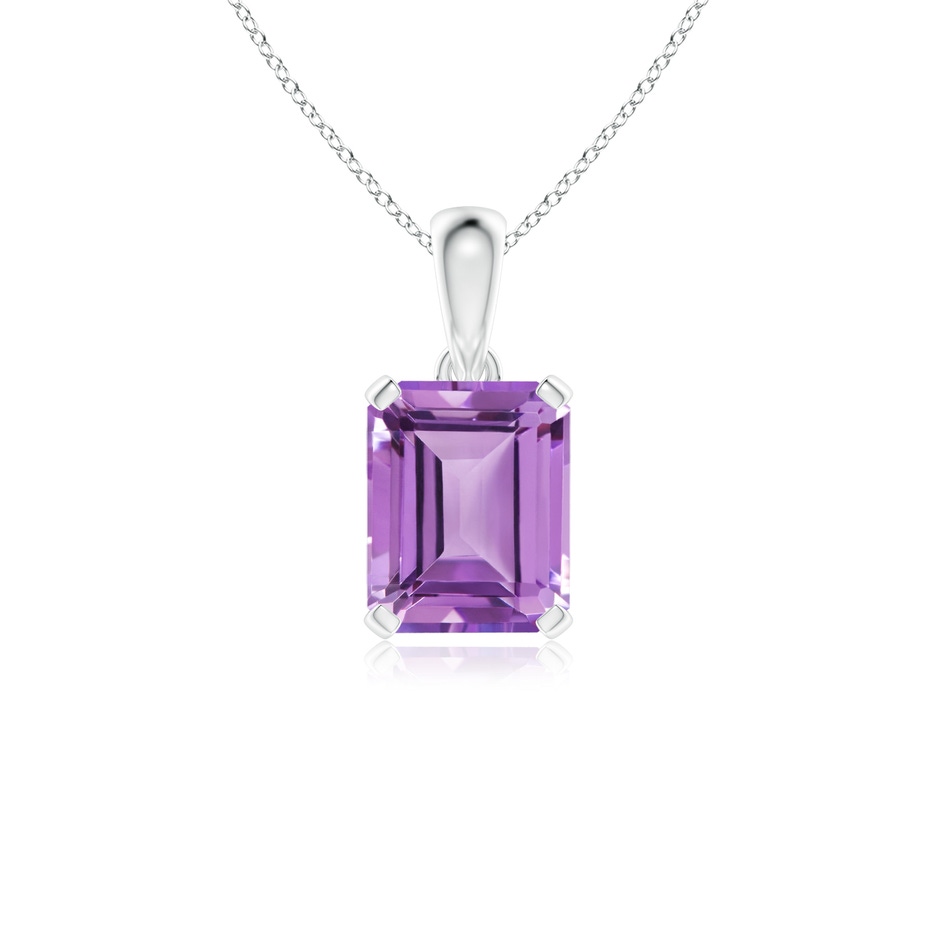 10x8mm A Emerald-Cut Amethyst Solitaire Pendant in P950 Platinum 