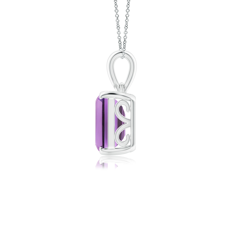 10x8mm A Emerald-Cut Amethyst Solitaire Pendant in P950 Platinum side 1
