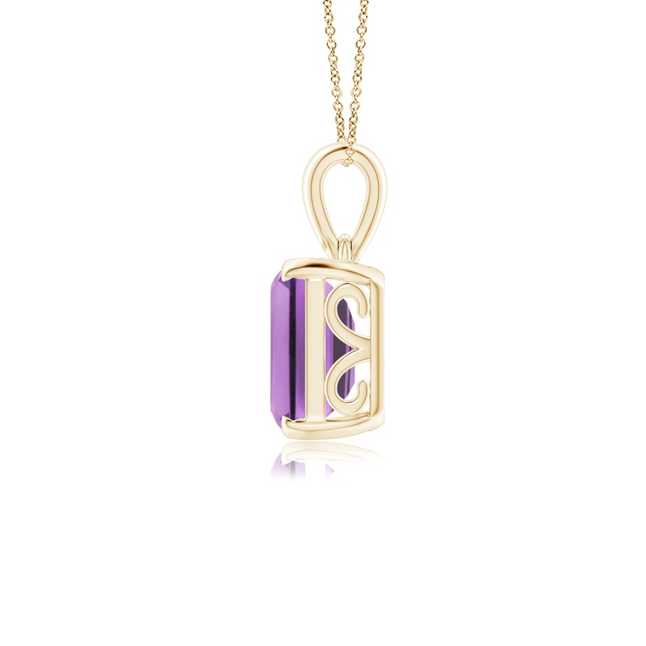 10x8mm A Emerald-Cut Amethyst Solitaire Pendant in Yellow Gold side 1