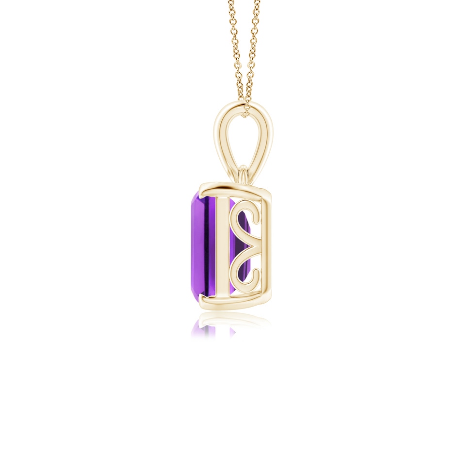 10x8mm AAA Emerald-Cut Amethyst Solitaire Pendant in Yellow Gold side 1
