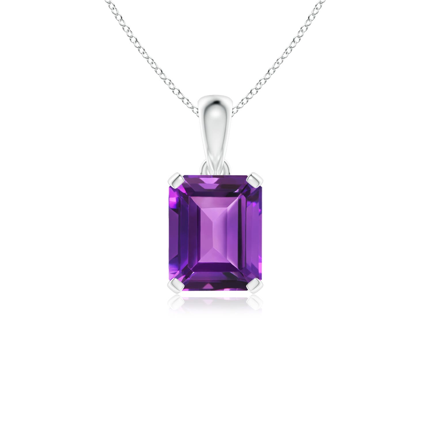 Angara Natural Amethyst Solitaire Pendant Necklace for Women