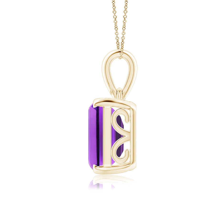 12x10mm AAA Emerald-Cut Amethyst Solitaire Pendant in Yellow Gold side 1