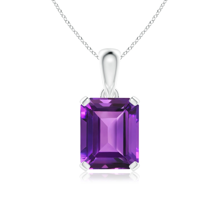 12x10mm AAAA Emerald-Cut Amethyst Solitaire Pendant in P950 Platinum 