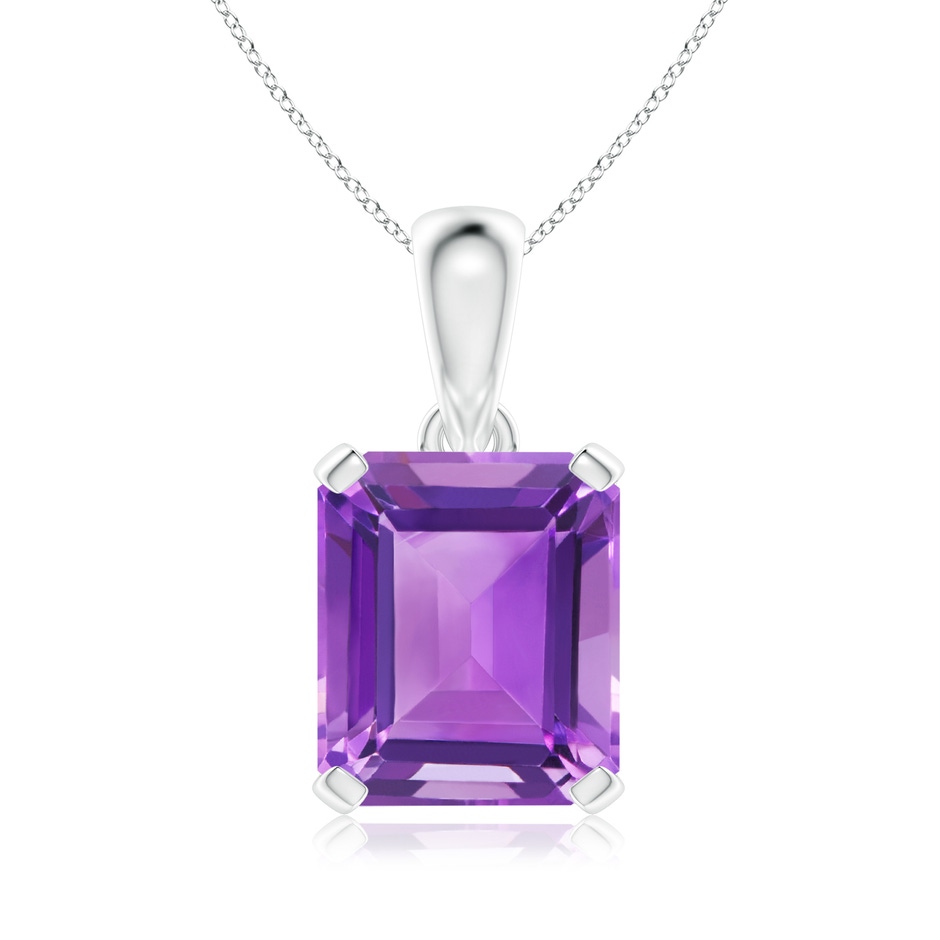 14x12mm AA Emerald-Cut Amethyst Solitaire Pendant in P950 Platinum 