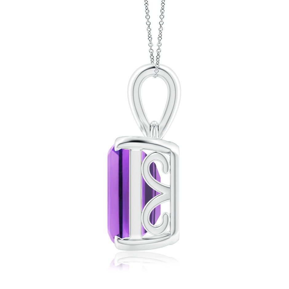 14x12mm AA Emerald-Cut Amethyst Solitaire Pendant in P950 Platinum side 1