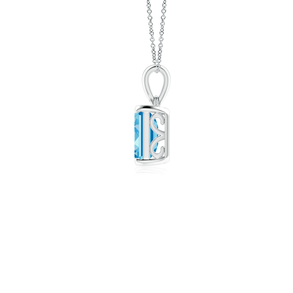 7x5mm AAAA Emerald-Cut Fancy Intense Blue Diamond Solitaire Pendant in P950 Platinum - side 199