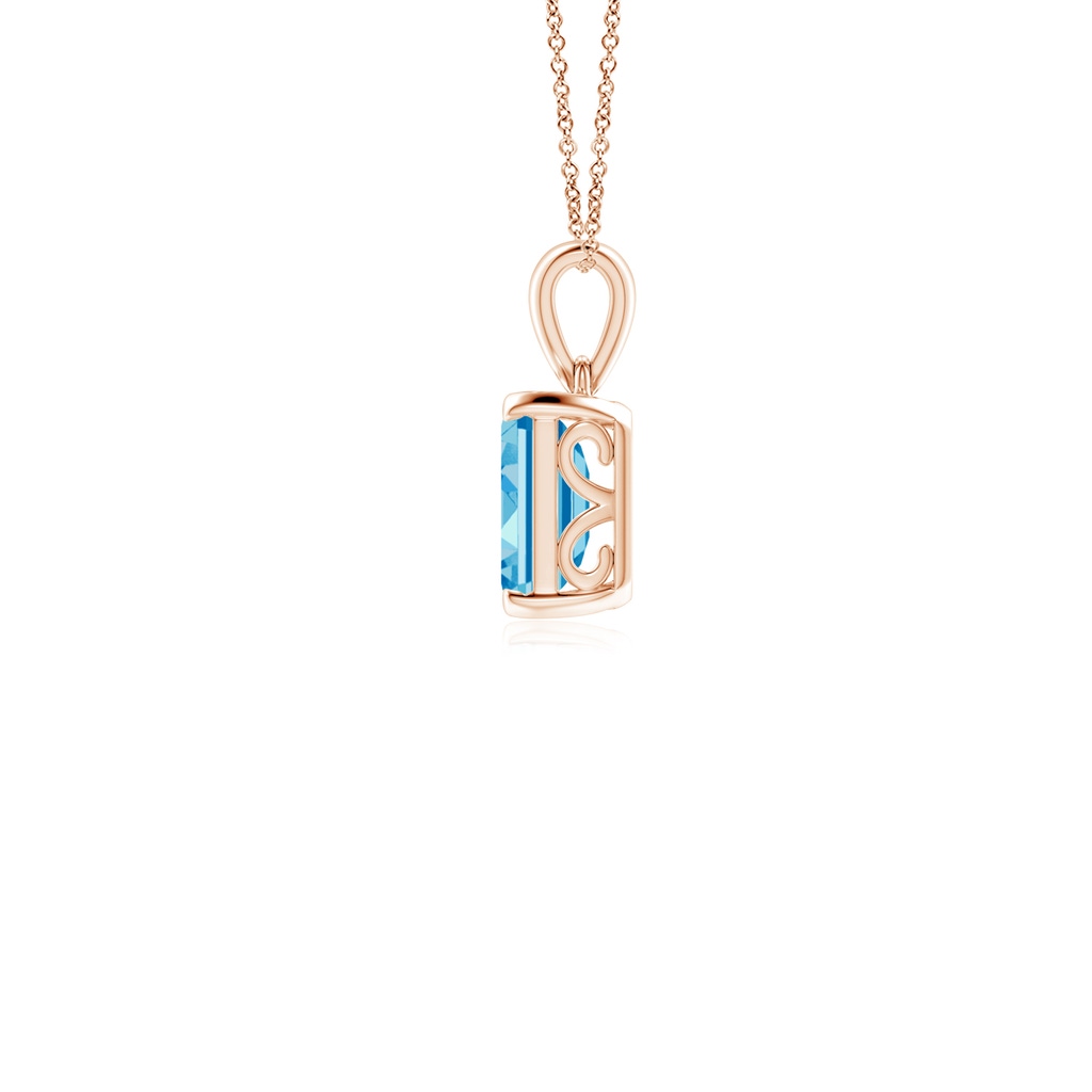 7x5mm AAAA Emerald-Cut Fancy Intense Blue Diamond Solitaire Pendant in Rose Gold - side 199