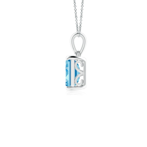 8x6mm AAAA Emerald-Cut Fancy Intense Blue Diamond Solitaire Pendant in White Gold - side 3