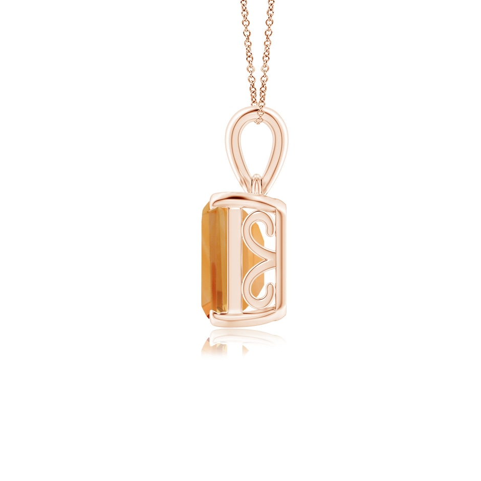 10x8mm A Emerald-Cut Citrine Solitaire Pendant in Rose Gold side 1