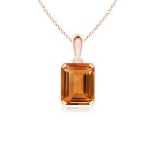 10x8mm AAA Emerald-Cut Citrine Solitaire Pendant in Rose Gold