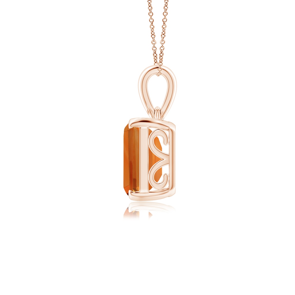 10x8mm AAA Emerald-Cut Citrine Solitaire Pendant in Rose Gold Side 1