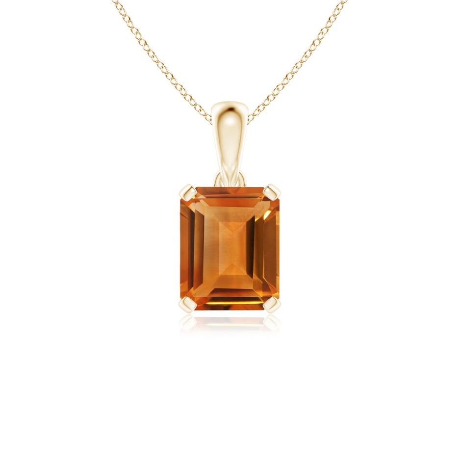 10x8mm AAA Emerald-Cut Citrine Solitaire Pendant in Yellow Gold 