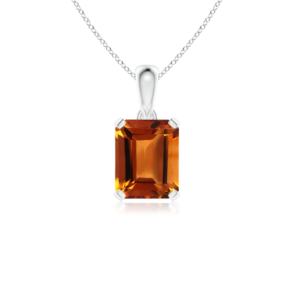 10x8mm AAAA Emerald-Cut Citrine Solitaire Pendant in P950 Platinum
