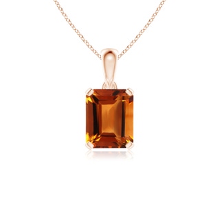 10x8mm AAAA Emerald-Cut Citrine Solitaire Pendant in Rose Gold