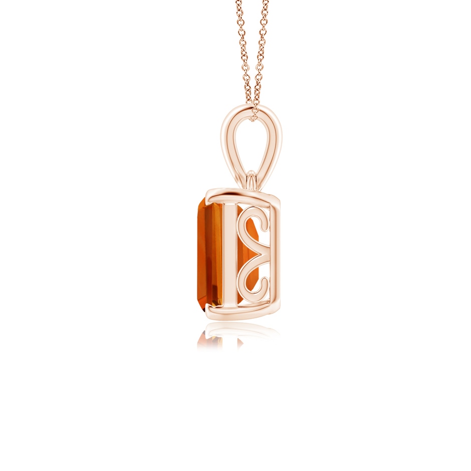 10x8mm AAAA Emerald-Cut Citrine Solitaire Pendant in Rose Gold side 1