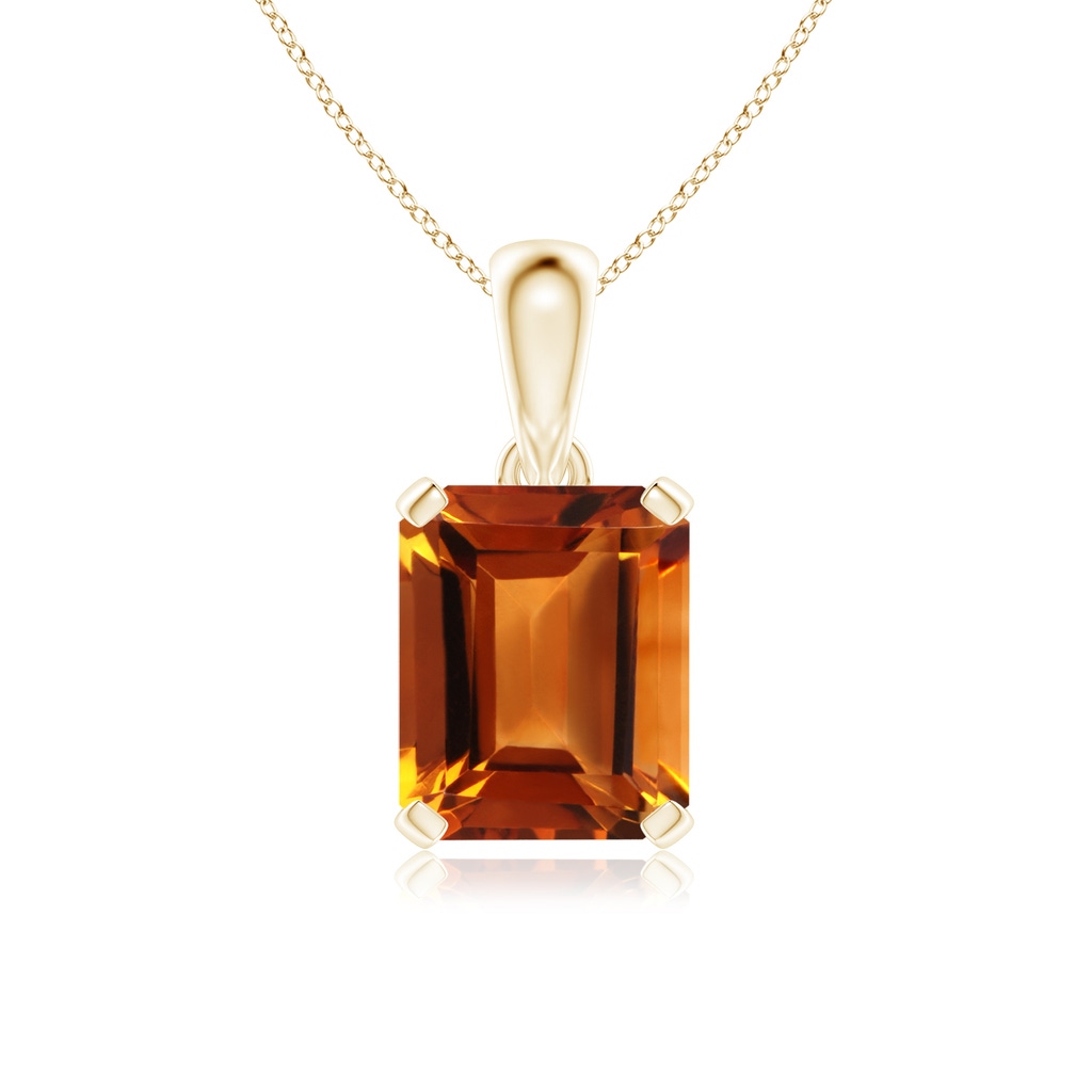 12x10mm AAAA Emerald-Cut Citrine Solitaire Pendant in Yellow Gold