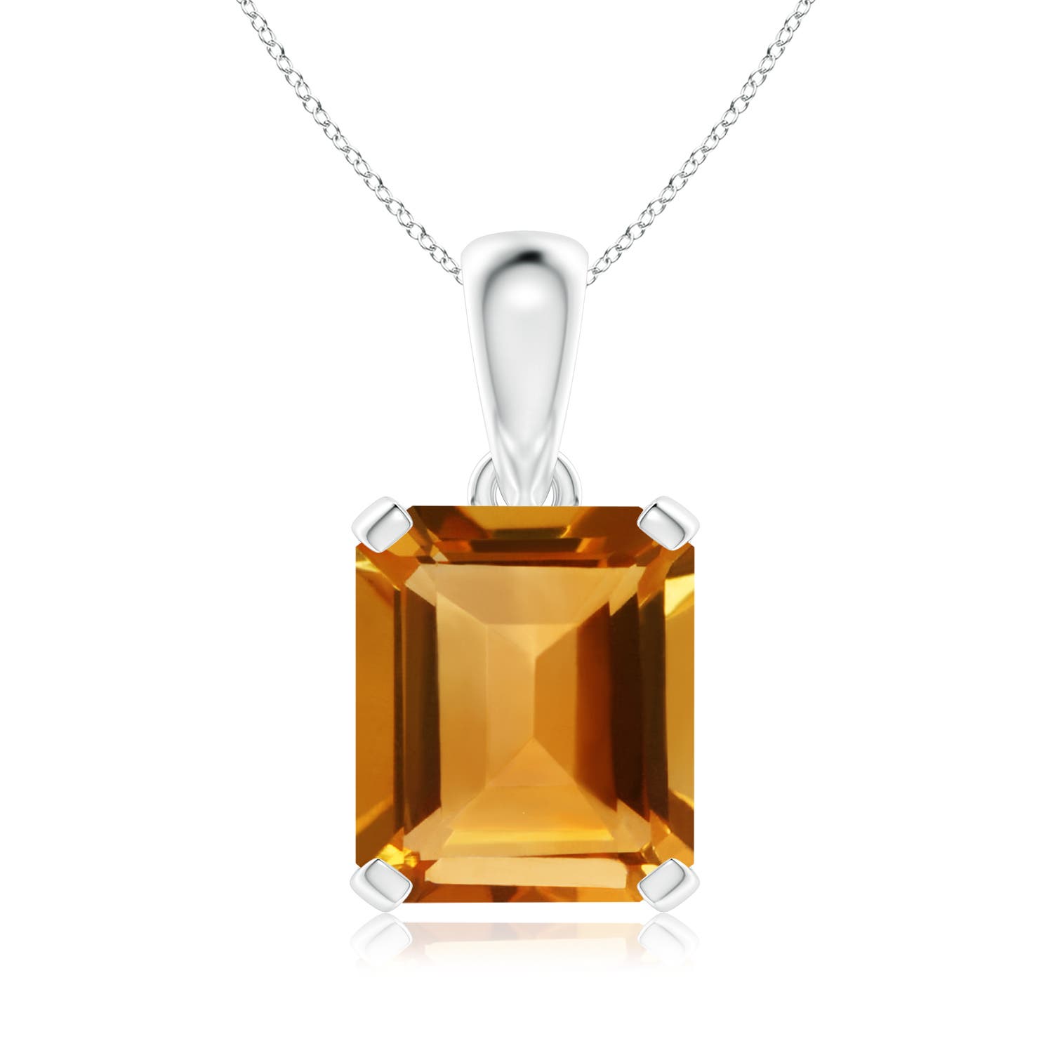 14x12mm AA Emerald-Cut Citrine Solitaire Pendant in P950 Platinum