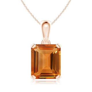 14x12mm AAA Emerald-Cut Citrine Solitaire Pendant in Rose Gold