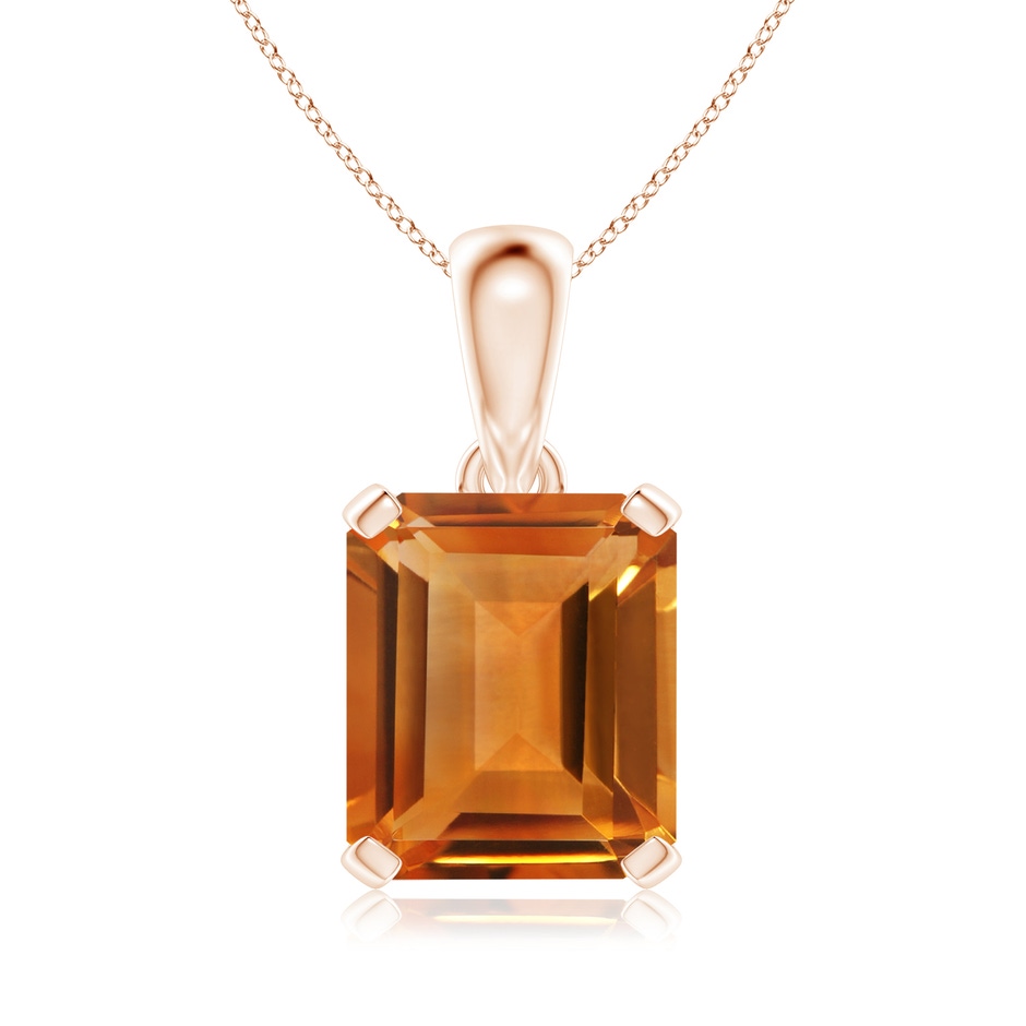 14x12mm AAA Emerald-Cut Citrine Solitaire Pendant in Rose Gold 