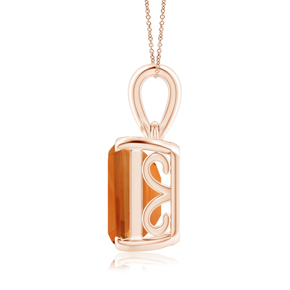 14x12mm AAA Emerald-Cut Citrine Solitaire Pendant in Rose Gold side 1