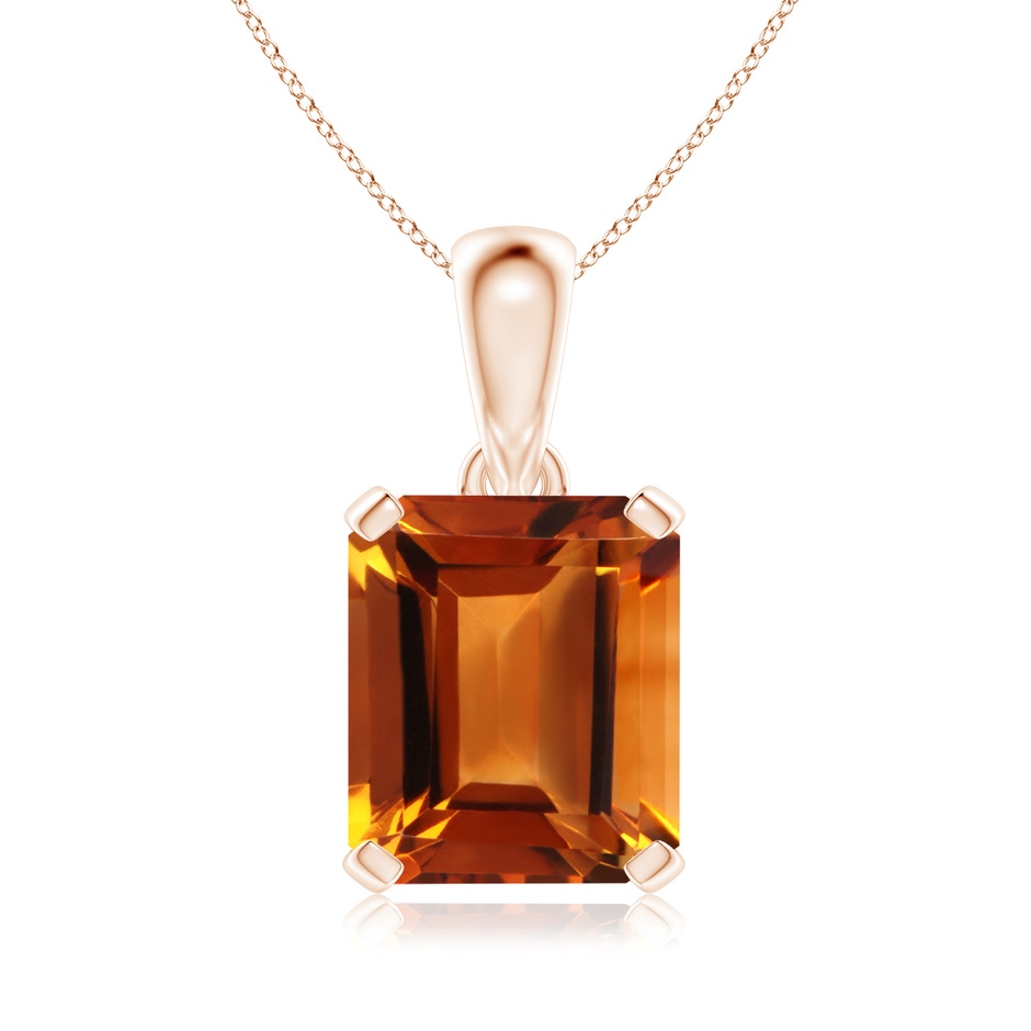 14x12mm AAAA Emerald-Cut Citrine Solitaire Pendant in Rose Gold 