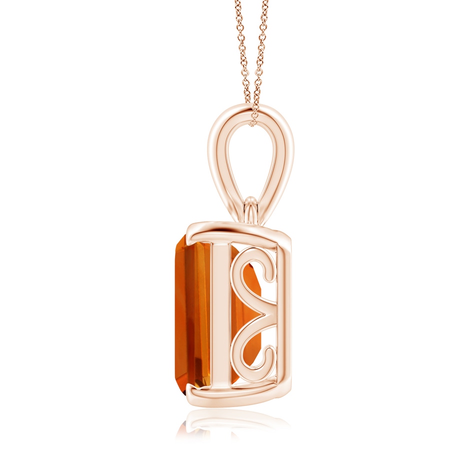 14x12mm AAAA Emerald-Cut Citrine Solitaire Pendant in Rose Gold side 1