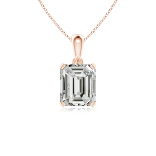 10x8.5mm KI3 Emerald-Cut Diamond Solitaire Pendant in Rose Gold