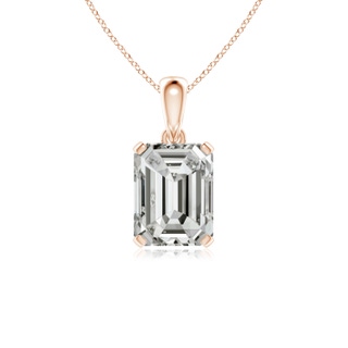 11x8.5mm KI3 Emerald-Cut Diamond Solitaire Pendant in 9K Rose Gold