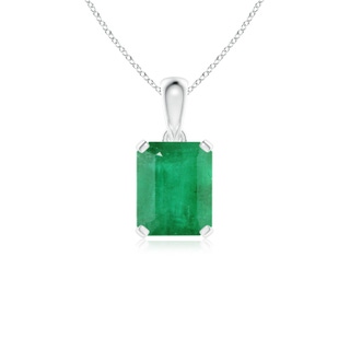 10x8mm A Emerald-Cut Emerald Solitaire Pendant in P950 Platinum