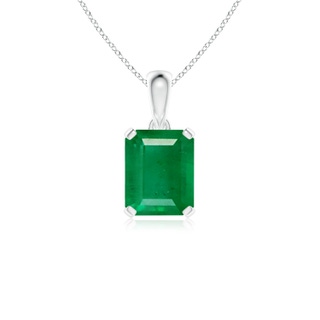10x8mm AA Emerald-Cut Emerald Solitaire Pendant in P950 Platinum