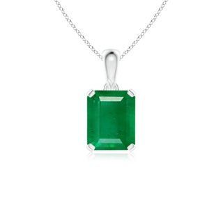 10x8mm AA Emerald-Cut Emerald Solitaire Pendant in S999 Silver